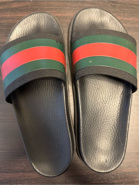 Gucci Other - Gucci Black Slides with Green and Red Stripe